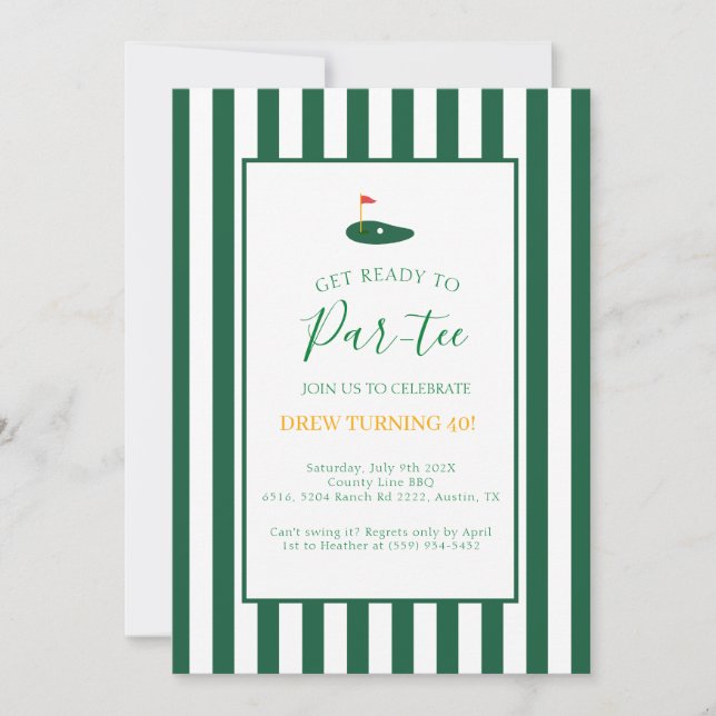 Convite Master 40th Birthday Adult Green Birthday (Frente)