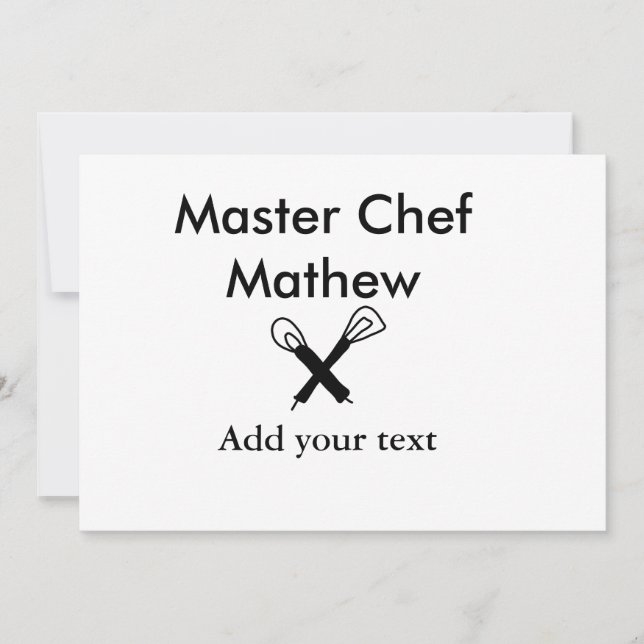 Convite Master chef cozinha padaria cozinheira adiciona te (Frente)