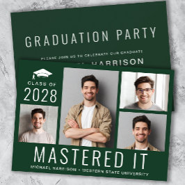 Convite Masters Degree Photo Green Graduation Party