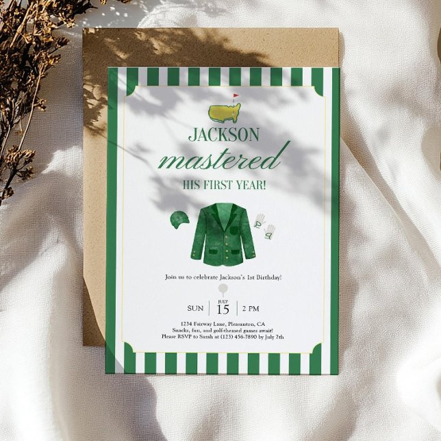 Convite Masters Golf 1st Birthday Invitation Template: Edi (Criador carregado)