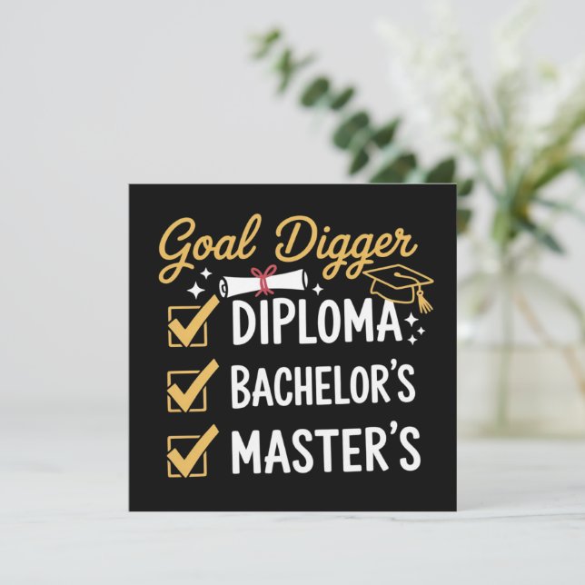Convite Masters Graduation Goal Digger Mastered It Class  (Em pé/Frente)