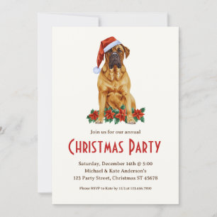 Convite Mastiff numa festa de Natal do Cachorro Branco do