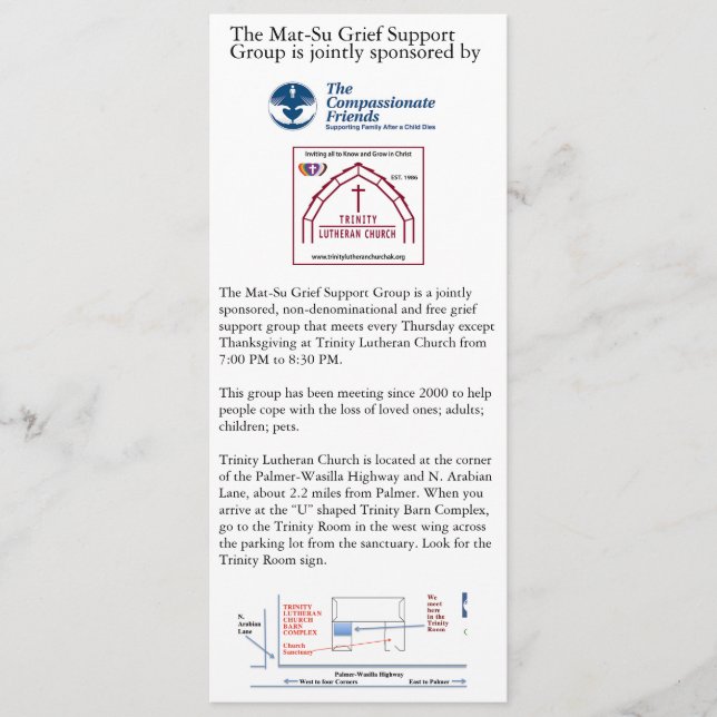 Convite Mat-Su Grief Support Group Advertisement  (Frente)
