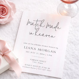 Convite Match Made in Heaven Elegant Script Bridal Shower