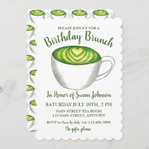 Convite Matcha Green Tea Latte Party Birthday Brunch