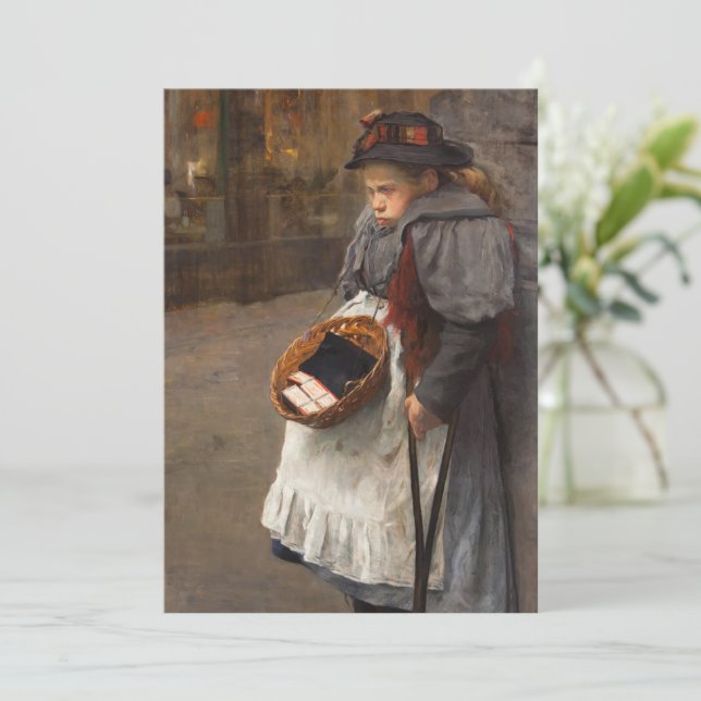 Convite Matchstick Girl Pobre Rua Urchin Pobreza Urbana (Em pé/Frente)