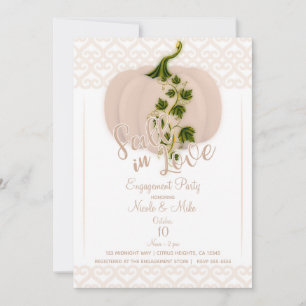 Convite Mate Pumpkin Rosa CAIR NO Noivado cardíaco AMOR