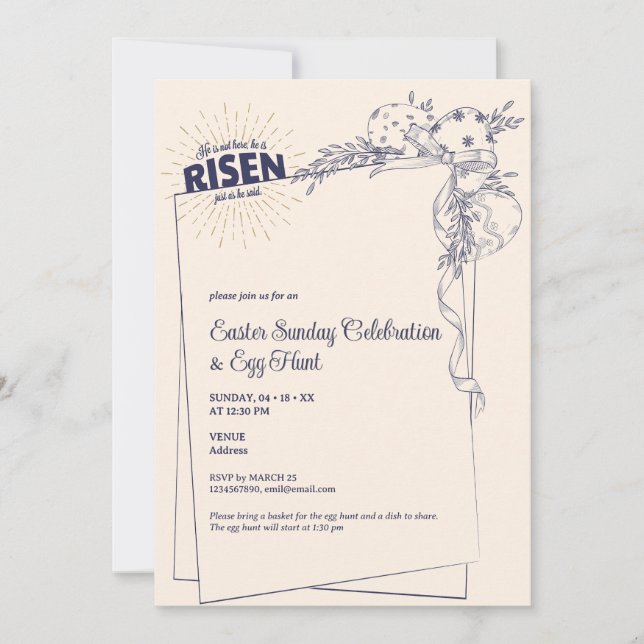 Convite Mateus 28:6 Ele É Um Evo Religioso De Páscoa Em Ri (Frente)