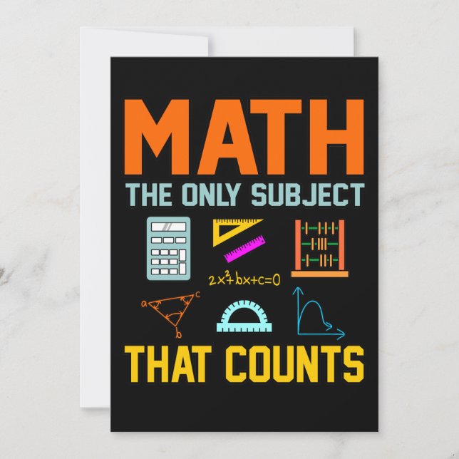 Convite Math Subject Counts Mathematic Maths Teacher (Frente)