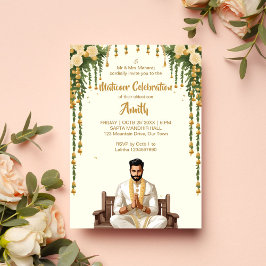 Convite Matikoor Haldi modelo de noivos indianos