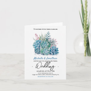 Convite matrimônio aquarela de plantas suculentas
