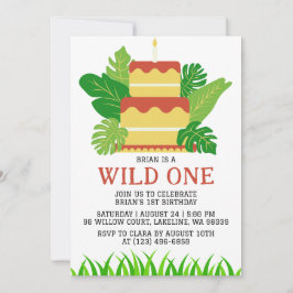 Convite matrimônio selvagem de crianças um primeiro aniver