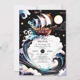 Convite Matrizes com Aquarela Magnética Pirata Birthday