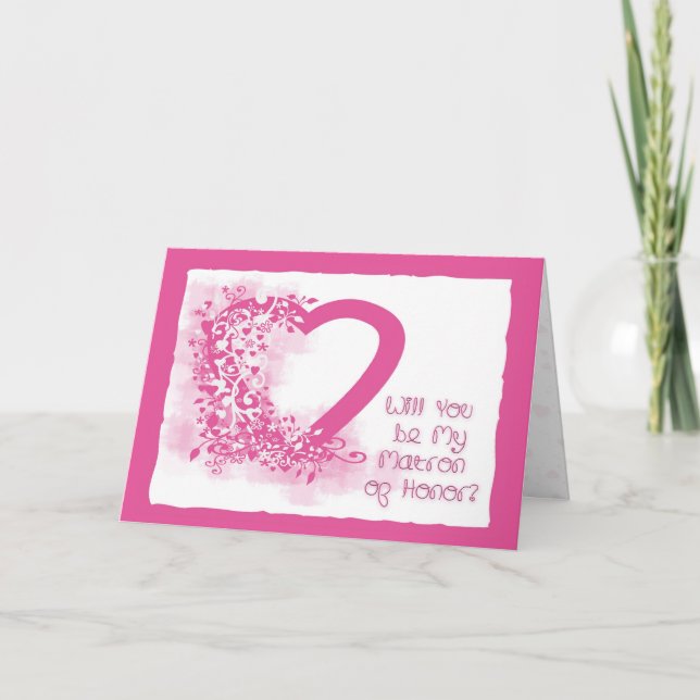 Convite Matron of Honor Invitation Pink Heart (Frente)