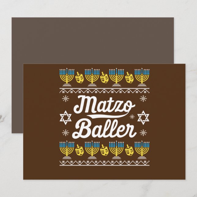 Convite Matzo Baller Long Sleeve Funny Hanukkah Gifts (Frente/Verso)