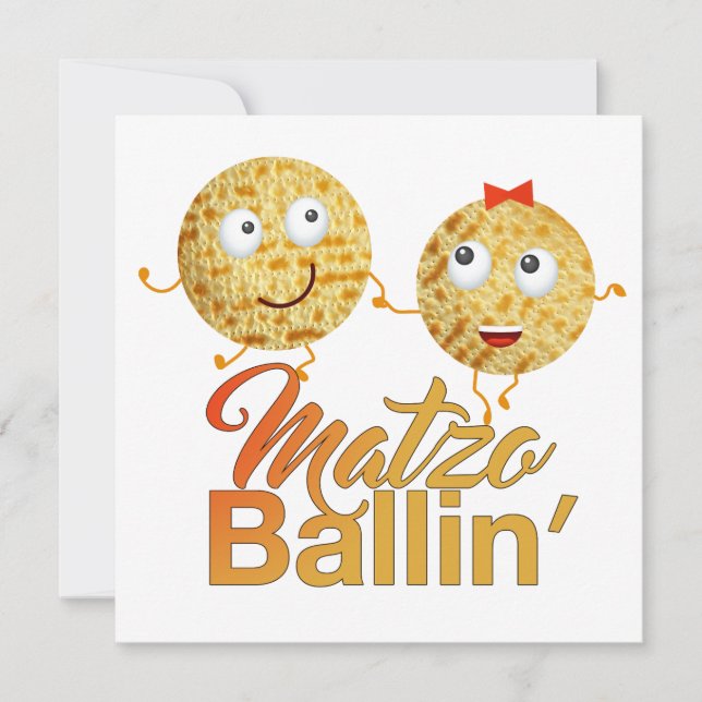 Convite Matzo Ballin'. Páscoa judaica Pessach Seder (Frente)