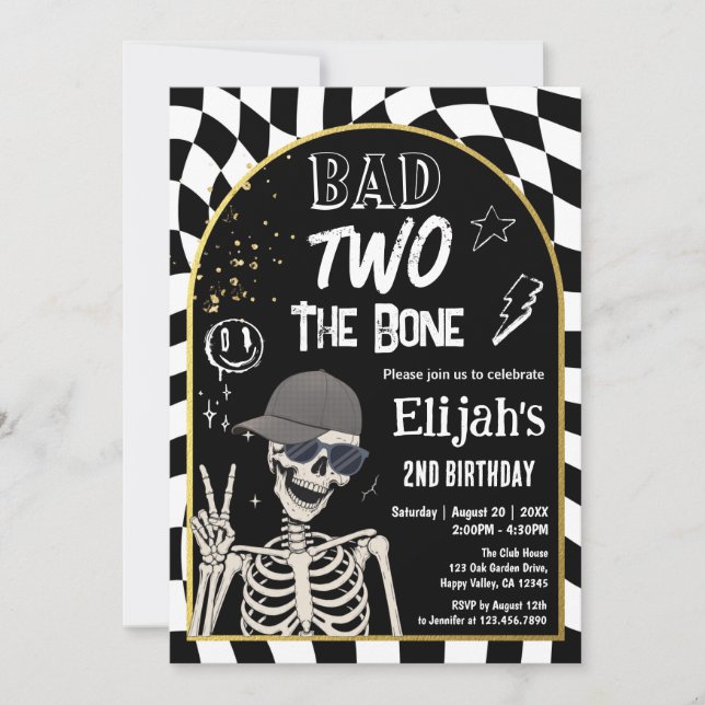 Convite Mau até os Ossos 2º Aniversário Halloween  (Frente)