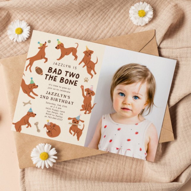 Convite Mau Dois A Foto Do segundo aniversário Dos Cães Os (Criador carregado)