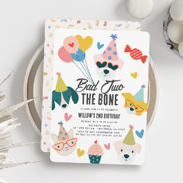 Convite Mau Dois o segundo aniversário de Cães Ossos e Bal