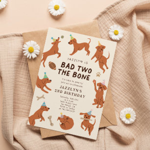 Convite Mau Dois O segundo aniversário Do Cachorro Ósseo
