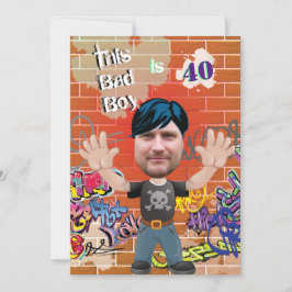 Convite Mau Menino 40º Aniversário Engraçado Cortado