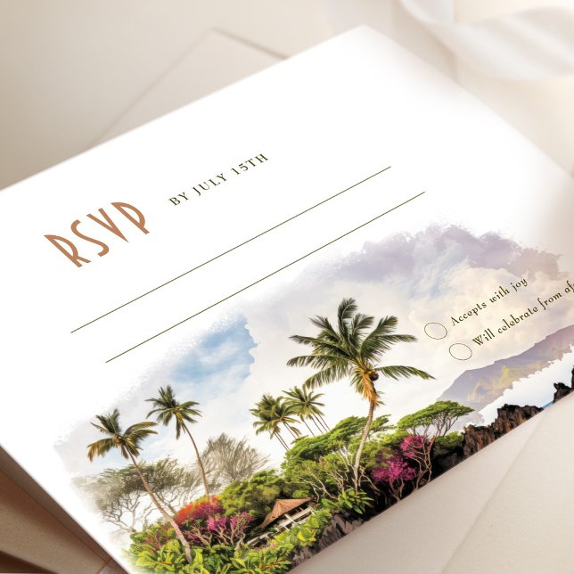 Convite Maui Hawaii RSVP Inserção de Casamento Destino (Criador carregado)