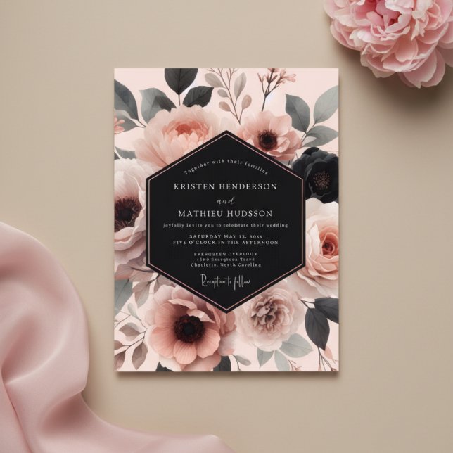 Convite Mauve Bloom Romantic Wedding (Criador carregado)