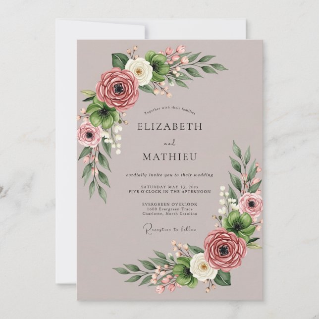 Convite Mauve Captivating Succulent Wedding (Frente)