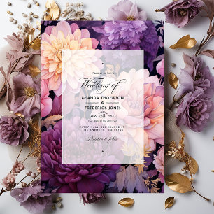 Convite Mauve e Dourado Casamento Floral