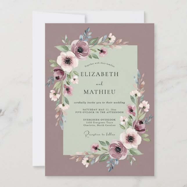 Convite Mauve Ethereal Romantic Wedding (Frente)