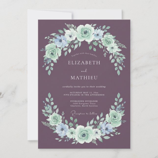 Convite Mauve Exquisite Botanical Wedding (Frente)