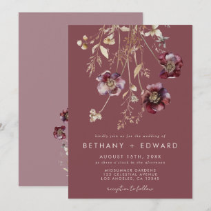 Convite Mauve Fall Floral Wedding
