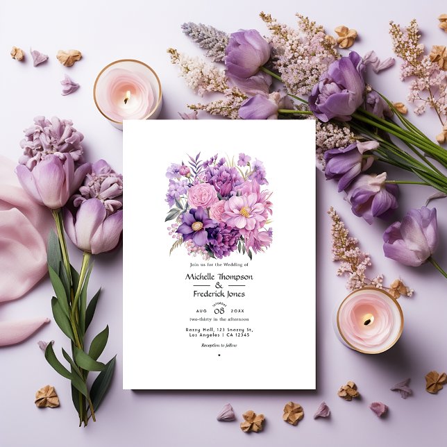 Convite Mauve Floral Wedding (Criador carregado)