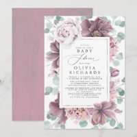 Mauve Flowers e Greenery Elegant Chá de fraldas
