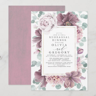 Convite Mauve Flowers e Greenery Modern Janto de ensaio