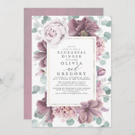 Convite Mauve Flowers e Greenery Modern Janto de ensaio