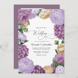 Convite Mauve, Lavender Smoke & Champagne Floral Wedding