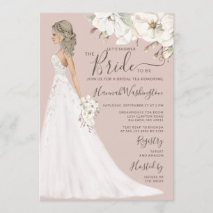 Convite Mauve Magnolia Bride de Glitter Bridal Tea