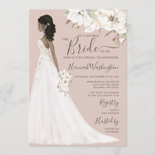Convite Mauve Magnolia Bride de Glitter Bridal Tea
