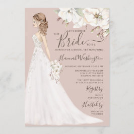 Convite Mauve Magnolia Bride em Glitter Gown Bridal Tea