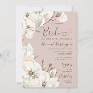 Convite Mauve Magnolia Fllower Bridal Tea
