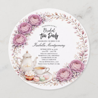 Convite Mauve Palette Tea Party Bridal Shower