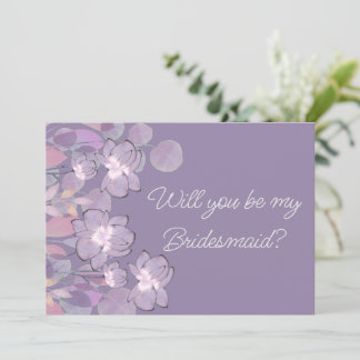 Convite Mauve roxo blush floral é uma proposta de madrinha