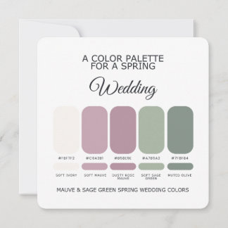 Convite Mauve Sage Green Spring Wedding Palette 2026 Card
