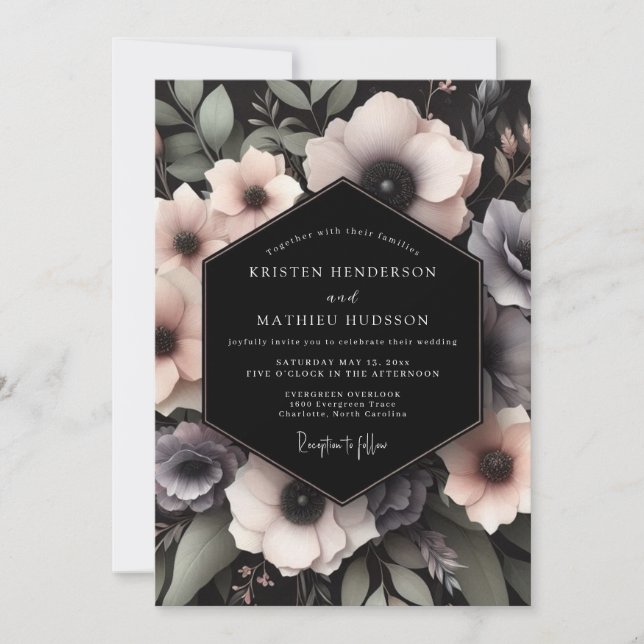 Convite Mauve Somber Bloom Wedding (Frente)