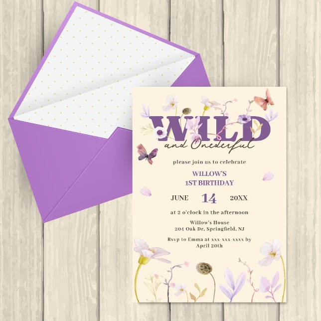 Convite Mauve Wild & Onewond primeiro aniversario (Criador carregado)
