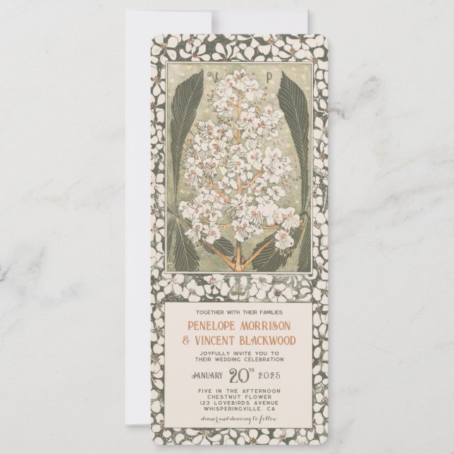 Convite May Chestnut Flower - Casamento vintage (Frente)