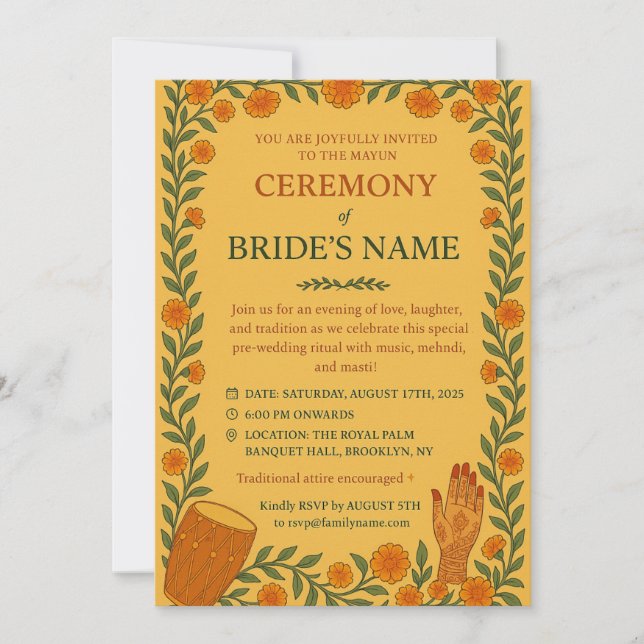 Convite Mayun Sangeet Invite (Frente)