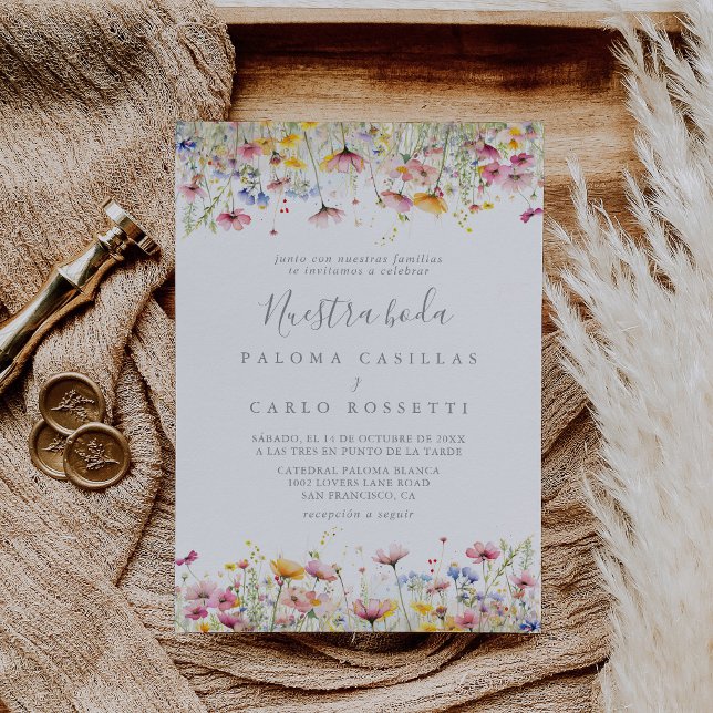 Convite Meadow Colorful Wildflower Boda Wedds (Criador carregado)