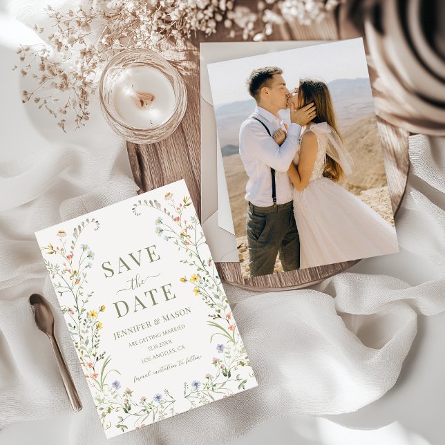 Convite Meadow Flower Wildflower Boho Salvar A Foto Da Dat (Criador carregado)